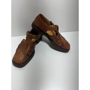 Mezlan Cognac Brown Leather Dress Sandals Sz 10 Bahamas Made In Spain Preppy
